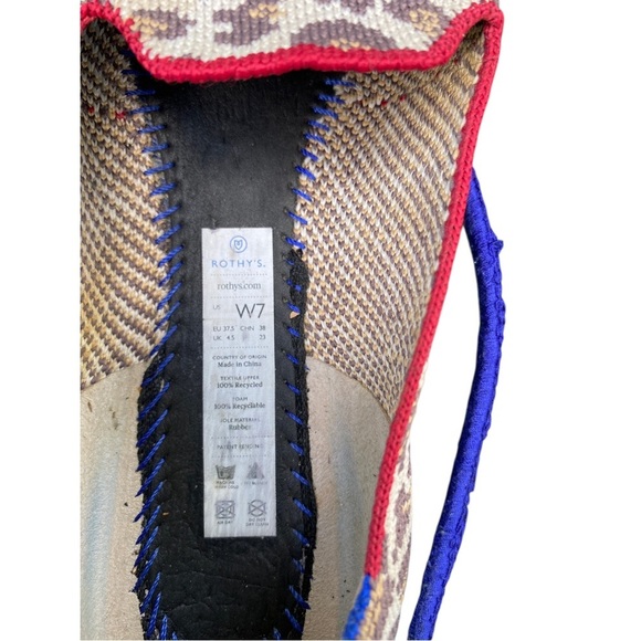 Rothy's Leopard Print Flats with Red and Blue Accents - Picture 8 of 9